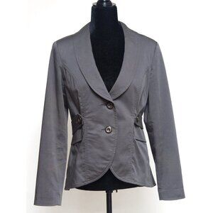 Cabi Style #769 Women Sz 6 Peplum Dark Grey Belted Blazer Lined Jacket
